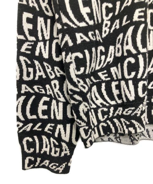 BALENCIAGA（バレンシアガ）BALENCIAGA (バレンシアガ) ロゴ総柄ニットセーター ブラック サイズ:Ｌの古着・服飾アイテム