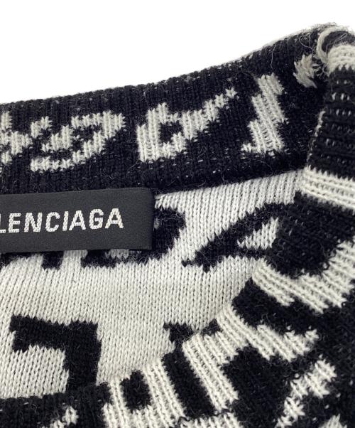 BALENCIAGA（バレンシアガ）BALENCIAGA (バレンシアガ) ロゴ総柄ニットセーター ブラック サイズ:Ｌの古着・服飾アイテム