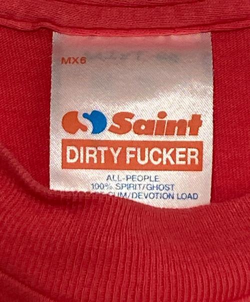 SAINT MICHAEL（セントマイケル）SAINT MICHAEL (セントマイケル) SS TEE/ERUPTING ピンクレッド サイズ:XLの古着・服飾アイテム