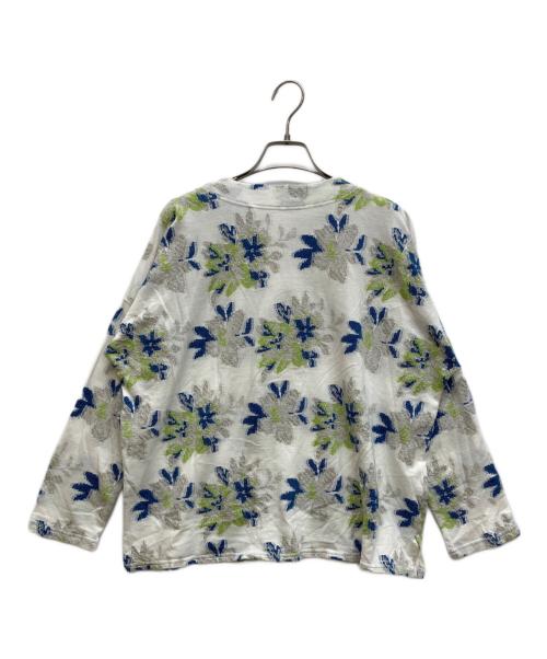 plantation（プランテーション）Plantation (プランテーション) 花柄刺繍カーディガン　ノーカラーシャツ ホワイト サイズ:M 未使用品の古着・服飾アイテム