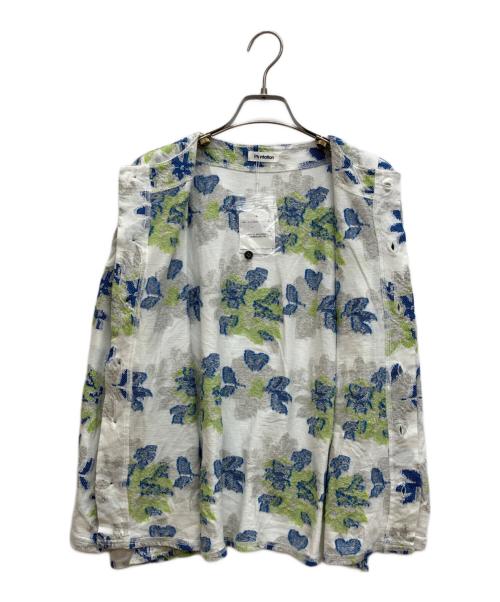 plantation（プランテーション）Plantation (プランテーション) 花柄刺繍カーディガン　ノーカラーシャツ ホワイト サイズ:M 未使用品の古着・服飾アイテム