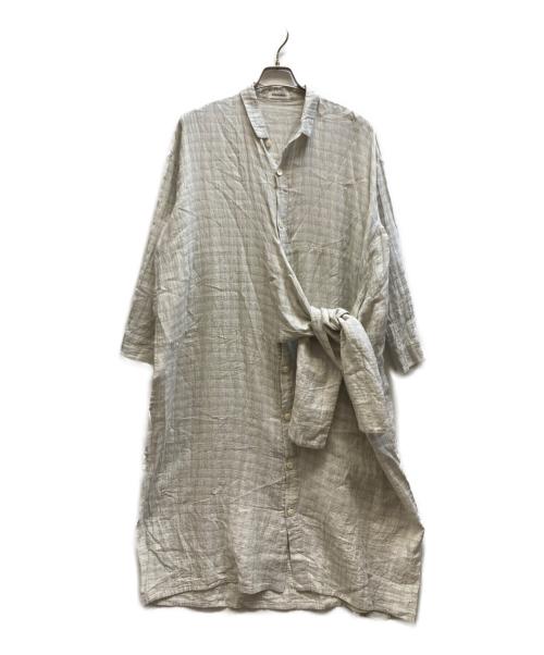 plantation（プランテーション）Plantation (プランテーション) ガーゼラップシャツワンピース ライトグレー サイズ:Mの古着・服飾アイテム