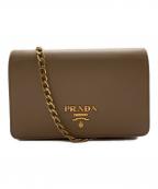 PRADAプラダ）の古着「サフィアーノレザー ミニバッグ」｜ベージュ