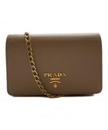 PRADA（プラダ）の古着「サフィアーノレザー ミニバッグ」｜ベージュ