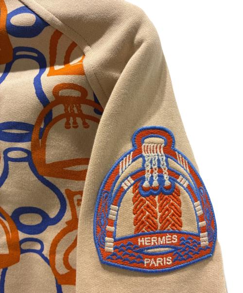 HERMES（エルメス）HERMES (エルメス) Fantaisie d'Etriers スウェットブルゾン ベージュ サイズ:36の古着・服飾アイテム