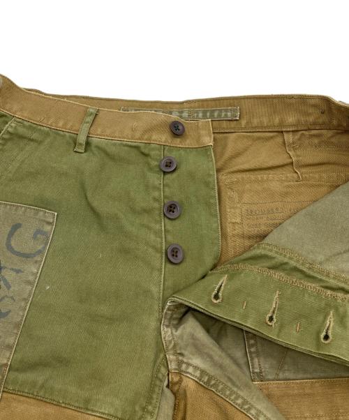 POLO RALPH LAUREN（ポロ・ラルフローレン）POLO RALPH LAUREN (ポロ・ラルフローレン) ドラゴンパッチワークハーフパンツ オリーブ サイズ:32の古着・服飾アイテム
