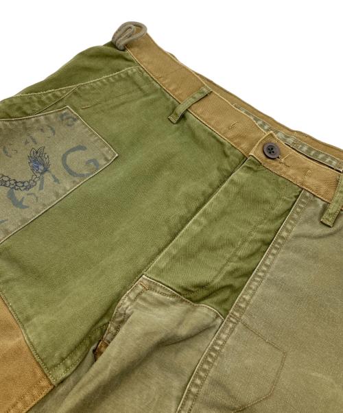 POLO RALPH LAUREN（ポロ・ラルフローレン）POLO RALPH LAUREN (ポロ・ラルフローレン) ドラゴンパッチワークハーフパンツ オリーブ サイズ:32の古着・服飾アイテム