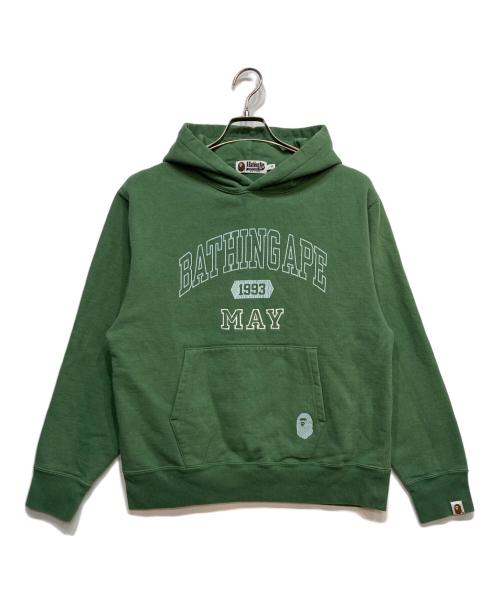 A BATHING APE（ア ベイシング エイプ）A BATHING APE (ア ベイシング エイプ) プルオーバーパーカー グリーン サイズ:Sの古着・服飾アイテム