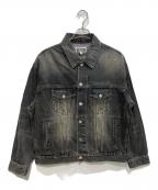 A BATHING APEアベイシングエイプ）の古着「DISTRESSED 13OZ DENIM TRUCKER JACKET」｜ブラック