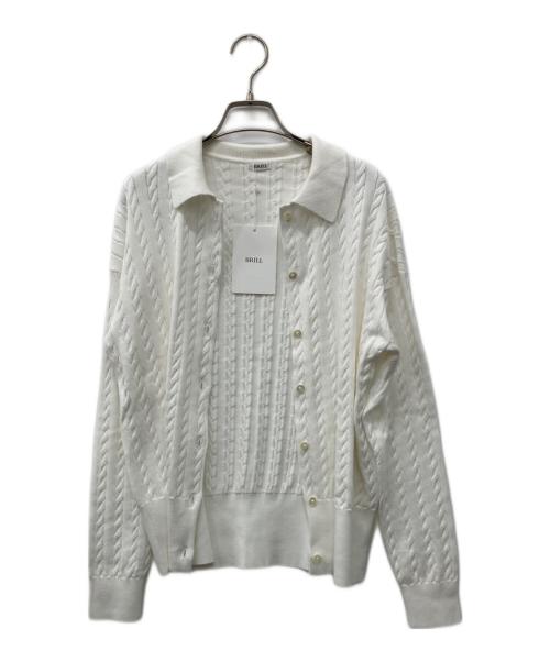 BRILL（ブリル）BRILL (ブリル) ケーブルポロカーディガン ホワイト サイズ:Free 未使用品の古着・服飾アイテム