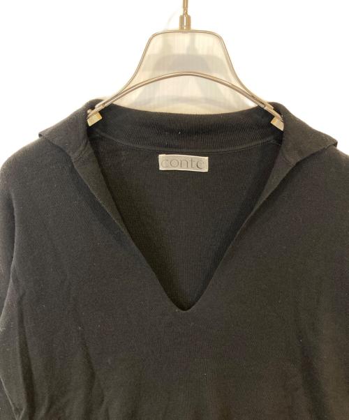 Con te（コンテ）Con te (コンテ) ディープVネック スキッパーニット ブラック サイズ:FREEの古着・服飾アイテム