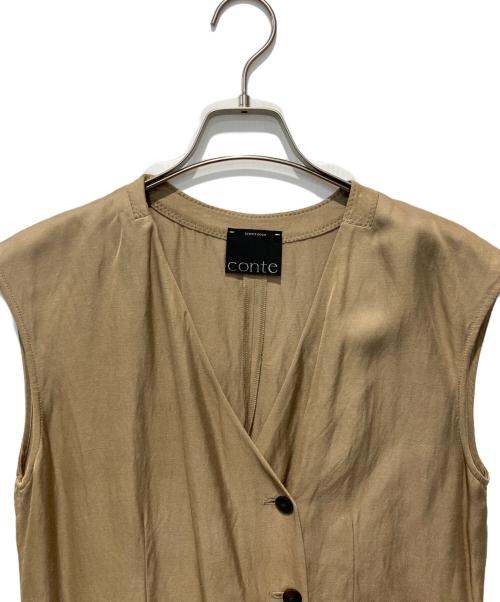 Conte（コンテ）Conte (コンテ) フロントボタン Vネックオールインワン ベージュ サイズ:Freeの古着・服飾アイテム