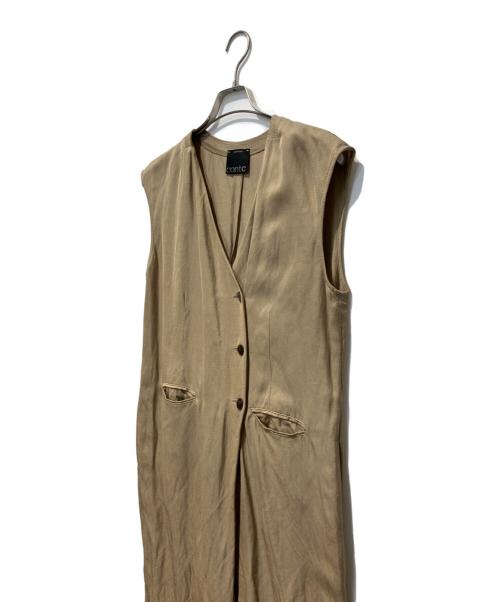 Conte（コンテ）Conte (コンテ) フロントボタン Vネックオールインワン ベージュ サイズ:Freeの古着・服飾アイテム