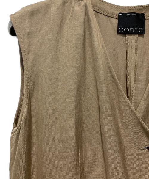 Conte（コンテ）Conte (コンテ) フロントボタン Vネックオールインワン ベージュ サイズ:Freeの古着・服飾アイテム