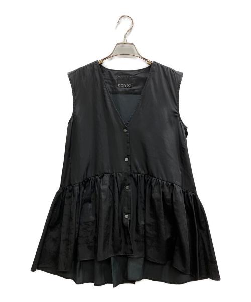 Conte（コンテ）conte (コンテ) サテンノースリーブブラウス ブラック サイズ:Freeの古着・服飾アイテム
