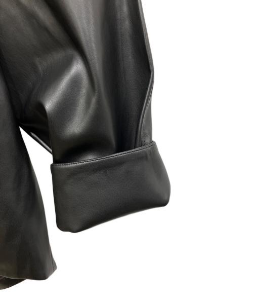 Noble（ノーブル）Noble (ノーブル) フェイクレザースタンドカラーコクーンブルゾン ブラック サイズ:36 未使用品の古着・服飾アイテム