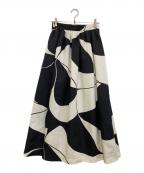 M・Fil×EFFE BEAMSエムフィル×エッフェ ビームス）の古着「リーフタッチ プリント ロング スカート　242-12294」｜ブラック×ホワイト