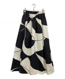 M・Fil×EFFE BEAMS（エムフィル×エッフェ ビームス）の古着「リーフタッチ プリント ロング スカート　242-12294」｜ブラック×ホワイト