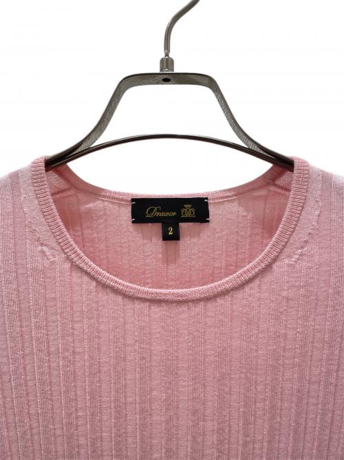 DRAWER（ドゥロワー）DRAWER (ドゥロワー) 18Gペプラムリブクルーニット ピンク サイズ:2の古着・服飾アイテム