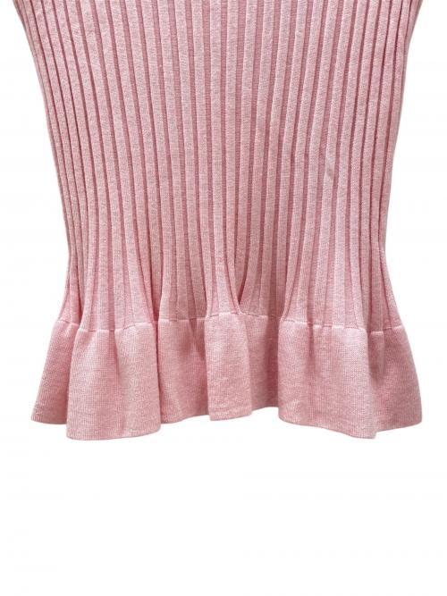 DRAWER（ドゥロワー）DRAWER (ドゥロワー) 18Gペプラムリブクルーニット ピンク サイズ:2の古着・服飾アイテム