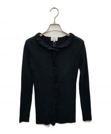 LANVIN en Bleu（ランバンオンブルー）の古着「フリルリブカーディガン」｜ブラック