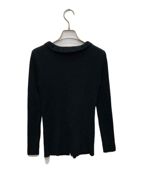 LANVIN en Bleu（ランバンオンブルー）LANVIN en Bleu (ランバンオンブルー) フリルリブカーディガン ブラック サイズ:38 未使用品の古着・服飾アイテム