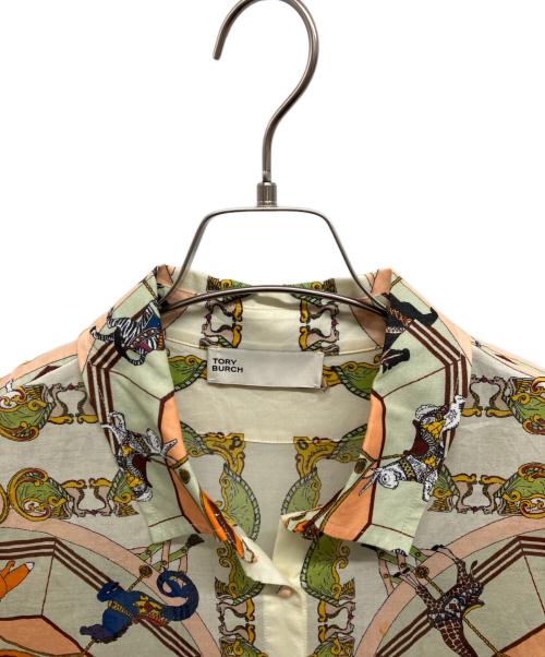 TORY BURCH（トリーバーチ）TORY BURCH (トリーバーチ) Printed Silk Shirtdress Orange Carousel アイボリー サイズ:Sの古着・服飾アイテム