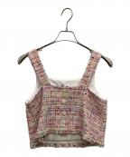 TOMORROW LAND collectionトゥモローランドコレクション）の古着「コロレファンシーツイード スクエアネックトップス」｜ピンク