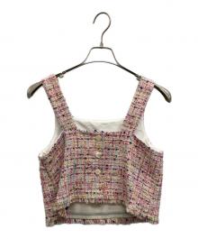 TOMORROW LAND collection（トゥモローランドコレクション）の古着「コロレファンシーツイード スクエアネックトップス」｜ピンク