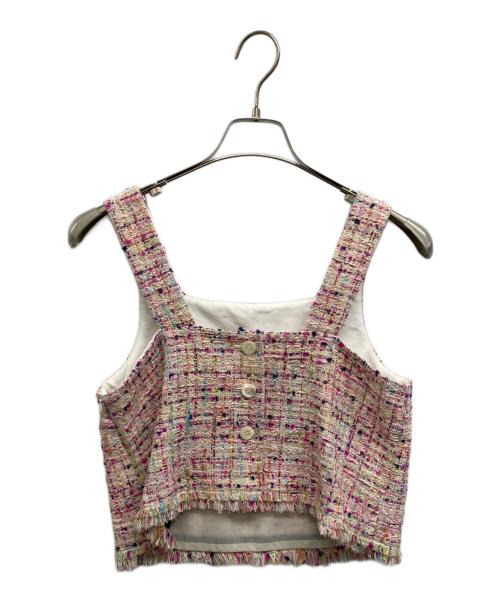 TOMORROW LAND collection（トゥモローランドコレクション）TOMORROW LAND collection (トゥモローランドコレクション) コロレファンシーツイード スクエアネックトップス ピンク サイズ:36の古着・服飾アイテム