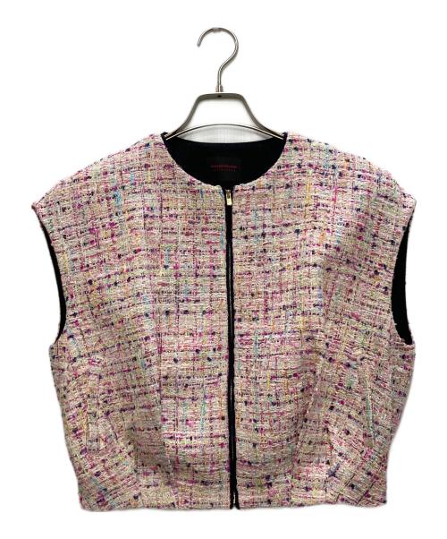 TOMORROW LAND collection（トゥモローランドコレクション）TOMORROW LAND collection (トゥモローランドコレクション) コロレファンシーツイード ジップアップジレ ピンク サイズ:36の古着・服飾アイテム