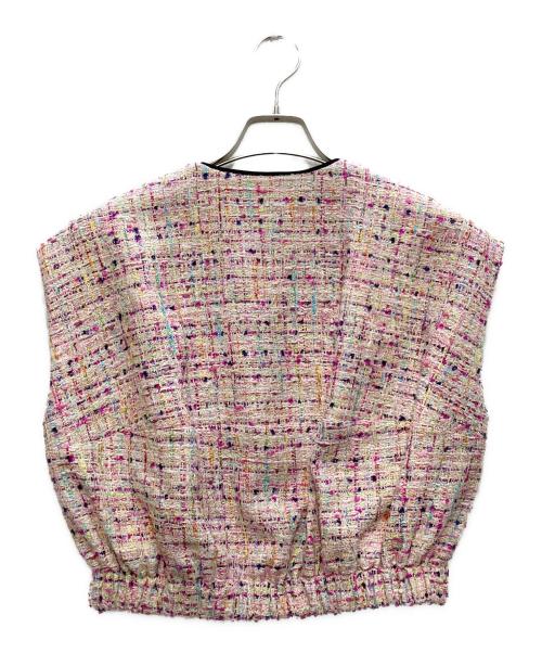 TOMORROW LAND collection（トゥモローランドコレクション）TOMORROW LAND collection (トゥモローランドコレクション) コロレファンシーツイード ジップアップジレ ピンク サイズ:36の古着・服飾アイテム