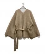 Lauren Manoogian×Curensologyローレン マヌージアン×カレンソロジー）の古着「ベルトニットポンチョ」｜ベージュ