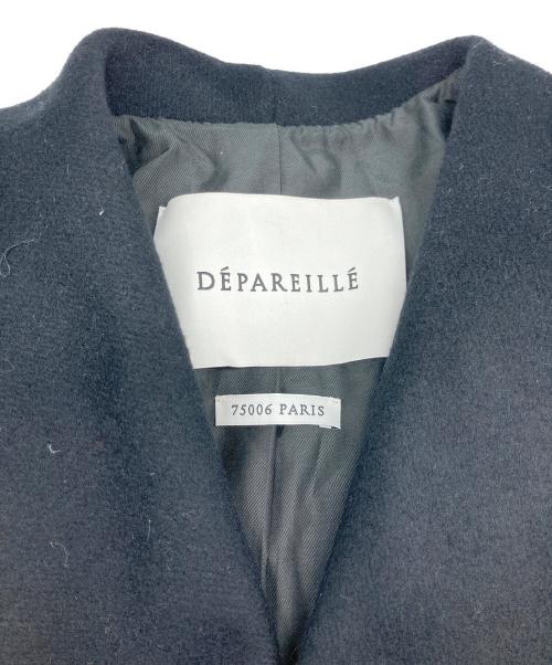 DEPAREILLE（デパリエ）DEPAREILLE (デパリエ) ウールダブルフェイスチェックビッグカラーコート ブラック サイズ:38の古着・服飾アイテム