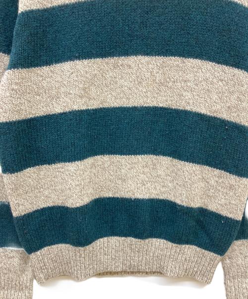 L.L.Bean（エルエルビーン）L.L.Bean (エルエルビーン) 70ｓウールボーダーニット ベージュ×グリーン サイズ:Mの古着・服飾アイテム