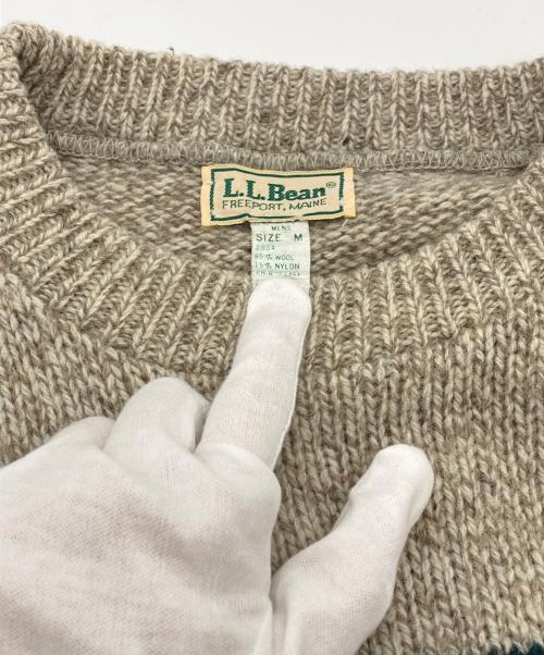 L.L.Bean（エルエルビーン）L.L.Bean (エルエルビーン) 70ｓウールボーダーニット ベージュ×グリーン サイズ:Mの古着・服飾アイテム