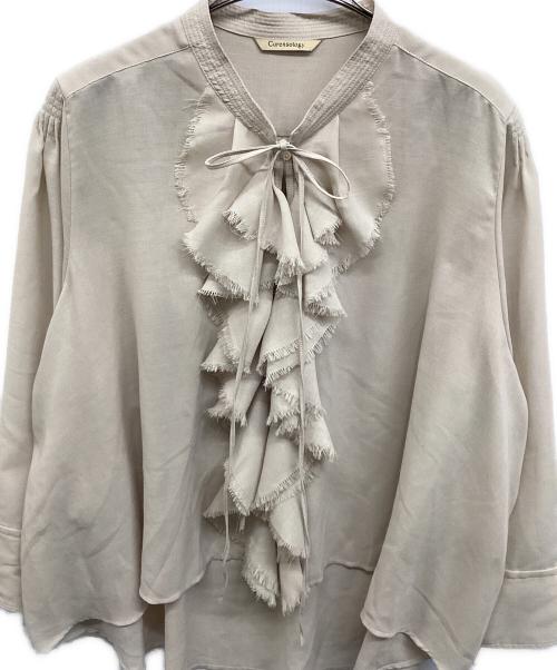 Curensology（カレンソロジー）Curensology (カレンソロジー) ウールミックスボイルフリルブラウス オフホワイト サイズ:Freeの古着・服飾アイテム