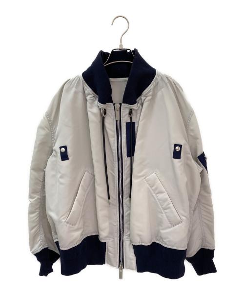 sacai（サカイ）sacai (サカイ) MA-1×Melton Jacket ネイビー×グレー サイズ:2の古着・服飾アイテム