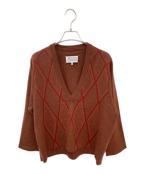 Maison Margiela（メゾンマルジェラ）Maison Margiela (メゾンマルジェラ) Vネックニット ブラウン サイズ:Sの古着・服飾アイテム