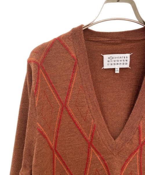 Maison Margiela（メゾンマルジェラ）Maison Margiela (メゾンマルジェラ) Vネックニット ブラウン サイズ:Sの古着・服飾アイテム