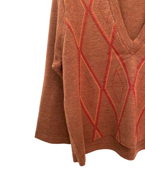 Maison Margiela（メゾンマルジェラ）Maison Margiela (メゾンマルジェラ) Vネックニット ブラウン サイズ:Sの古着・服飾アイテム