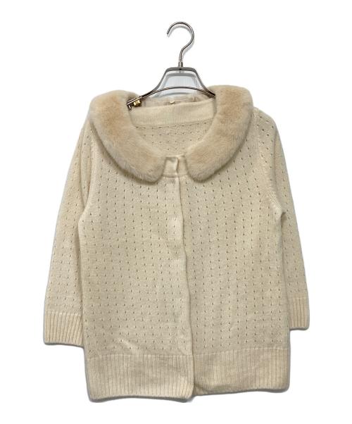FOXEY（フォクシー）FOXEY (フォクシー) ミンクファー付カシミヤカーディガン アイボリー サイズ:40の古着・服飾アイテム