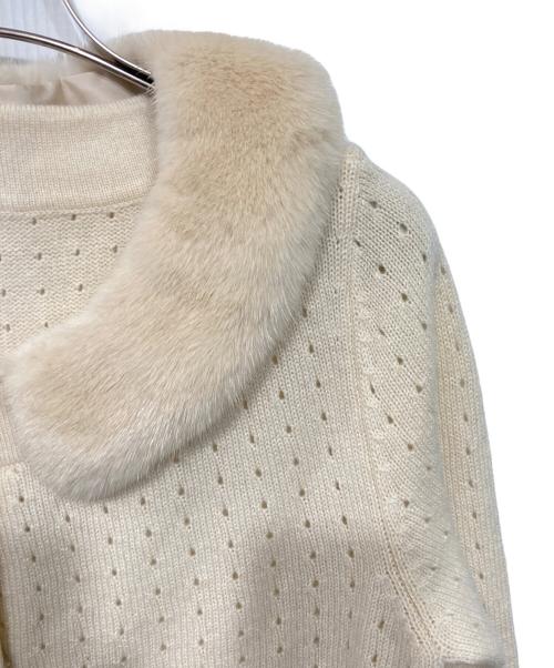 FOXEY（フォクシー）FOXEY (フォクシー) ミンクファー付カシミヤカーディガン アイボリー サイズ:40の古着・服飾アイテム