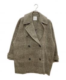 Spick and Span（スピック＆スパン）の古着「Wスライバーチェックハーフコート」｜ブラウン