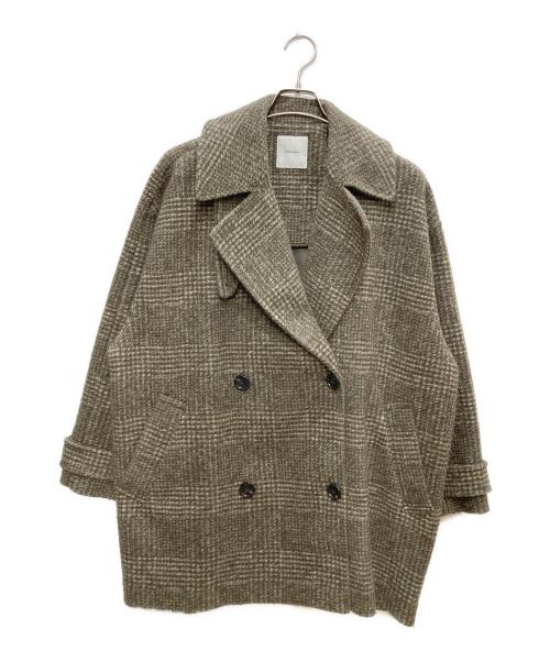 Spick and Span（スピック＆スパン）Spick and Span (スピックアンドスパン) Wスライバーチェックハーフコート ブラウン サイズ:36の古着・服飾アイテム