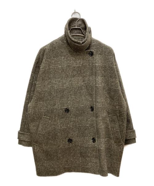 Spick and Span（スピック＆スパン）Spick and Span (スピックアンドスパン) Wスライバーチェックハーフコート ブラウン サイズ:36の古着・服飾アイテム