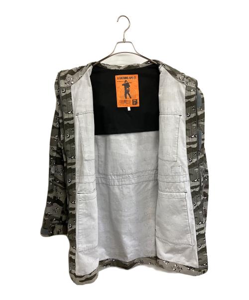A BATHING APE（アベイシングエイプ）A BATHING APE (アベイシングエイプ) CAMO MILITARY JACKET グレー サイズ:Lの古着・服飾アイテム
