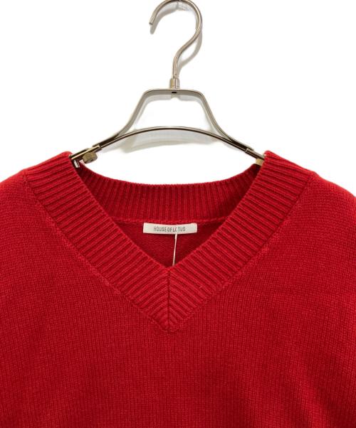house of lotus（ハウスオブロータス）house of lotus (ハウスオブロータス) ファインウールVネックプルオーバー レッド サイズ:M 未使用品の古着・服飾アイテム