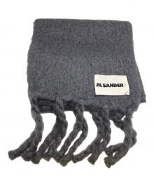 JIL SANDER+（ジルサンダープラス）の古着「モヘアフリンジロゴラベルストール」｜グレー