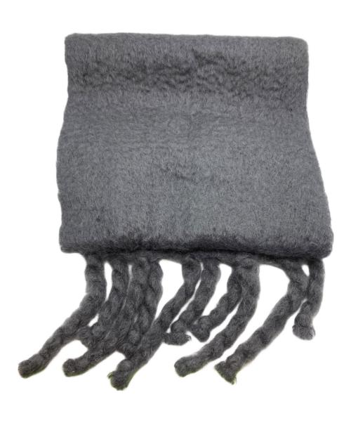 JIL SANDER+（ジルサンダープラス）JIL SANDER+ (ジルサンダープラス) モヘアフリンジロゴラベルストール グレーの古着・服飾アイテム